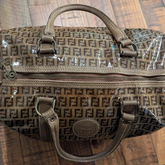 Authentic Fendi Zucca Boston Bag PVC Coated Canvas - Picture 5 of 15